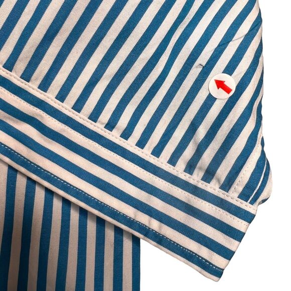 Ralph Lauren Sport Women 8 Blue Stripe Short Sleeve Top Button Front Top Classic - Picture 9 of 11
